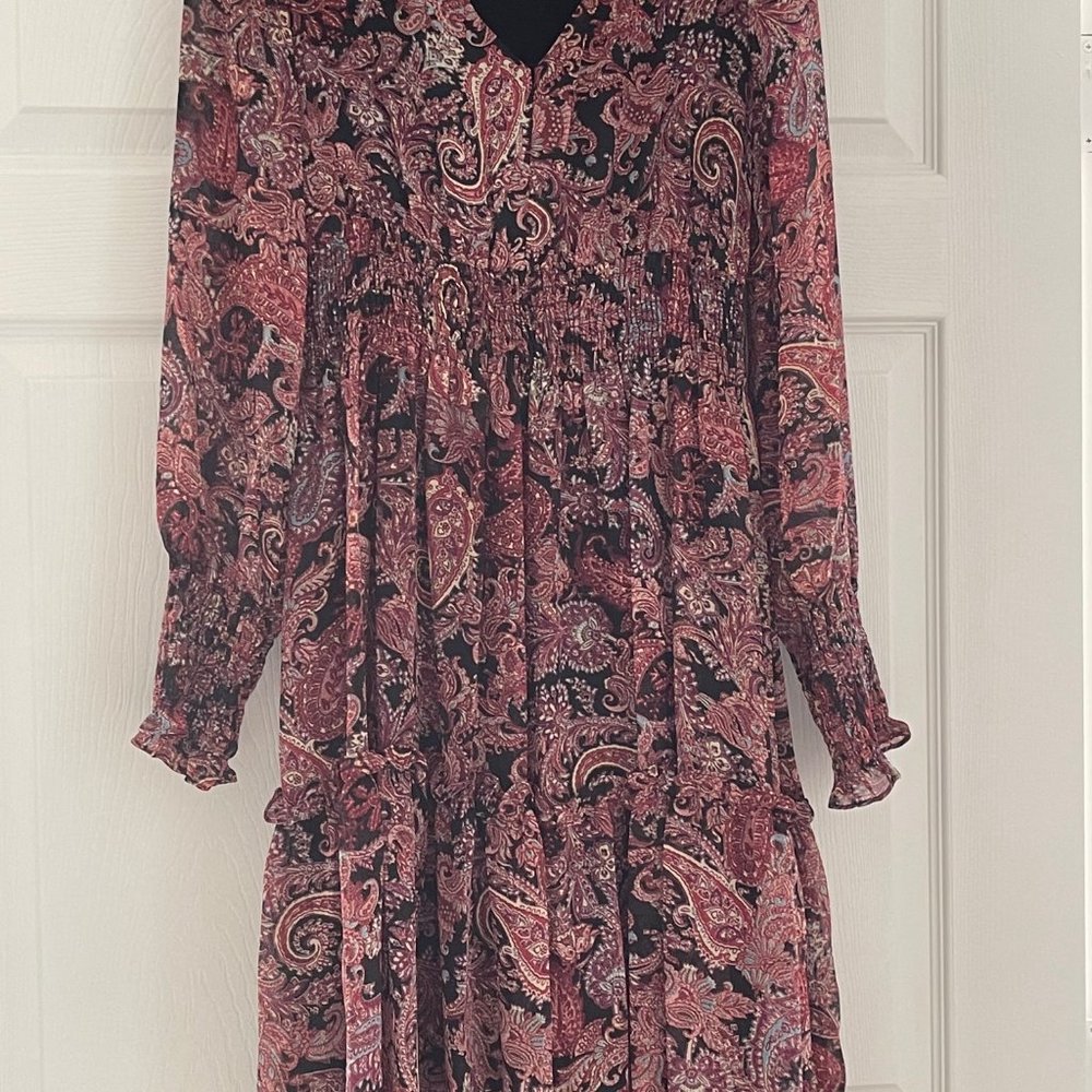 Midi Dress Smocked Paisley Dress